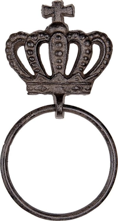 Clayre & Eef Handdoekhouder 13x4x15 cm Bruin Metaal Kroon