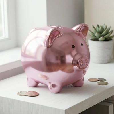 Dailygoods- Spaarpot Varken - Glanzend Matte Metalen Afwerking - Keramiek - 8 x 6,5 cm - Modern Design - Stijlvol Cadeau-idee - Spaarvarken