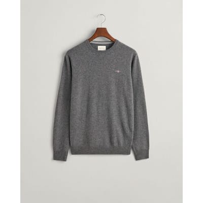 Gant Trui Superfijne Lamswol Ronde Hals Antraciet / male
