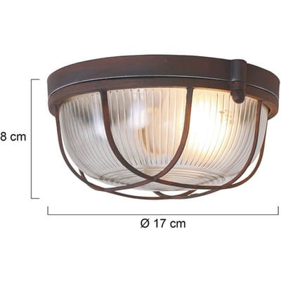 Plafondlamp Lisanne 1342B - Bruin & Transparant - Metaal & Glas - Dimbaar - Mexlite - Geschikt voor Binnen Gebruik - Diameter 17 cm, Hoogte 8 cm