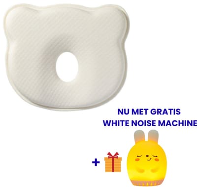 Minnia™ - Ergonomisch Babykussen - Memory Foam Babykussen - Tegen plat achterhoofd - Baby Steunkussen - Kraamcadeau - Beige - MET GRATIS WHITE NOISE MACHINE