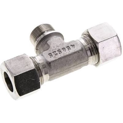 20S & G3/4'' RVS T-stuk Snijringkoppeling Buitendraad 400bar ISO 8434-1