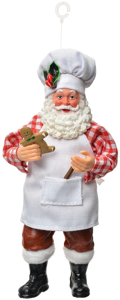 Clayre & Eef Kersthanger Kerstman 17 cm Wit Textiel