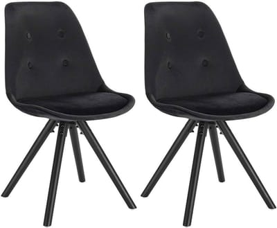 Bezoekersstoelen - Zwart Velvet - Houten poten - Zithoogte 46cm - Set van 2