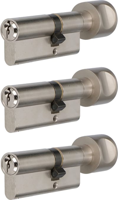 S2 knopcilinder 30/30 SKG** set van 3 stuks gelijksluitend