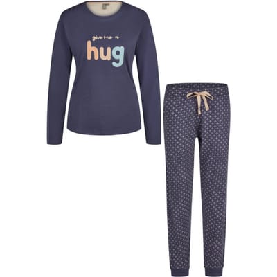 By Louise Dames Pyjama Set Jersey Katoen Hug Blauw - Maat XL
