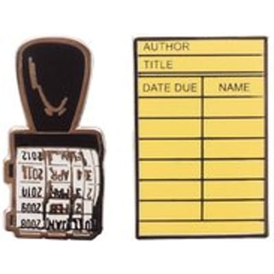 Library Card And Stamp Enamel Pin Set - Pin Set Of 2 - Out of Print