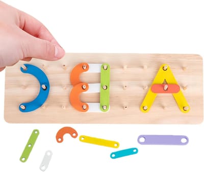 Houten Letters - Cijfers Bouwstenen - Kinderontwikkeling Spel - Nummerpennen - 18 x 18 x 5 cm - Multicolor
