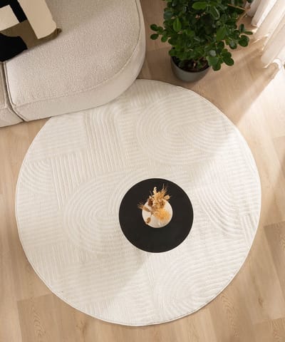 Scandinavisch vloerkleed rond - Contour Bend crème 100