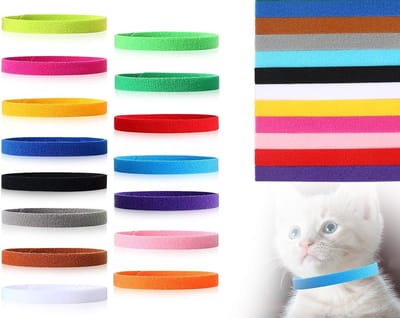 Dailygoods- Puppyhalsbanden Set van 15 - Verstelbare Kittenhalsbanden - Huisdierhalsbanden - Pasgeboren Dieren - 15 Kleuren - Perfect voor Markeren