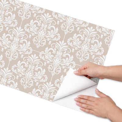 Coloray Meubel Wrap Folie - Beige Meubelfolie - 50x100 cm - Decoratiefolie Plantsymmetrie - Meubel Wrap Folie - Klassiek Meubelfolie - Plakfolie Meubels - Keuken decoratie - Achtergronden en patronen