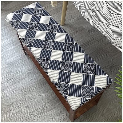 Bench Settee kussen, tuin bank kussen met bevestigingsbanden, 2 of 3 zits bank Mat Pad Patio Bench Pad kussen Pad,2 cm (0,8 inch) 4 cm dik, Wasbare doek Cover Verschillende maten-Wit grijs rooster 8