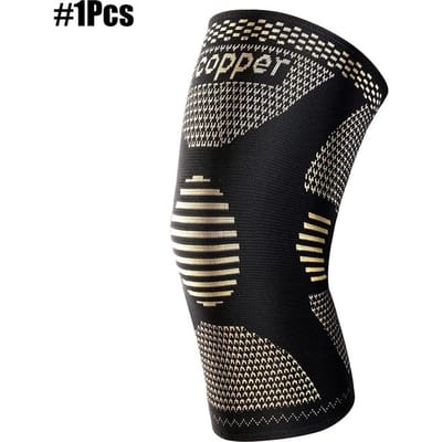 Genouillère en Cuivre Manches de Compression pour Déchirure Méniscale Lésion du LCA Arthrite Douleurs Articulaires Soulagement Support d'Entraînement Sportif S black