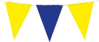 10 meter vlaggenlijn - Geel/Blauw - 15 vlaggen - Plastic voor binnen & buiten - 30 cm vlaggen - Herbruikbare slinger