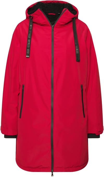 Ulla Popken - Dames - HYPRAR functionele mantel waterdicht teddy-capuchon - Salsa - Maat 42+