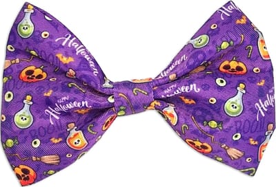 Halloween Hondenstrik - Feestelijke Vlinderdas / Strikje Hond - Paars - Pompoenen - Pumpkin Pooch Parade - Paw My God! - Maat S