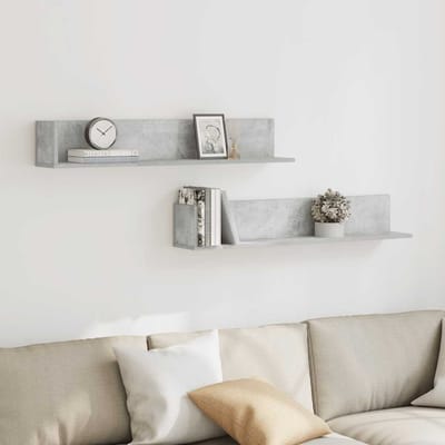 vidaXL - Wandschappen - 2 - st - 100x16,5x16,5 - cm - spaanplaat - betongrijs