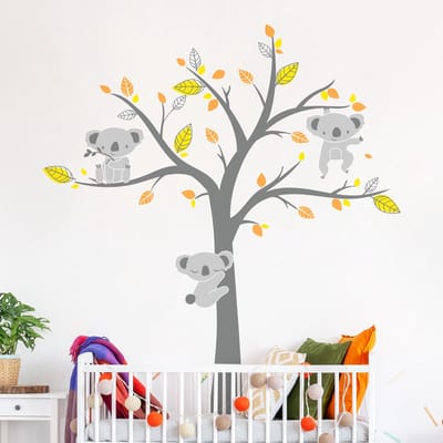 Muurstickers - Koala's op de Boom van Geluk - Zelfklevende stickers - 80x60cm