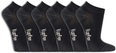 Sneakersokken met koper | Antistatisch | Antibacterieel | Kleur: Zwart | Maat: Diverse maten | 6 paar