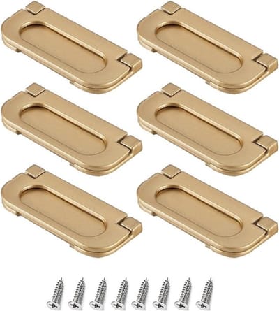 Dailygoods - Catekro 6 stuks Flush Ring Pull, Zinklegering Kast Lade Trekgreep Onzichtbare Deurgreep voor Kast Lade Kast Kledingkast Accessoires, inclusief schroeven (goud)