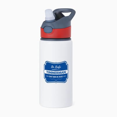 Hacebo® - De beste timmerman waterfles met rietje rood - Timmerman - een timmerman - werk - afscheidscadeau - verjaardagscadeau - water fles - 650ML