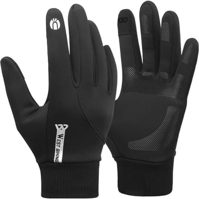 Waterdichte winddichte fietshandschoenen Winter Warm aanraakscherm Fietshandschoenen Thermische buitensport M black