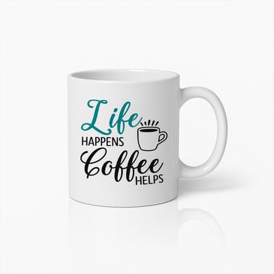 Grappige Koffiemok 330ml – Life Happens Coffee Helps – Inspirerend Cadeau voor Koffieliefhebbers, Kantoor & Thuisgebruik