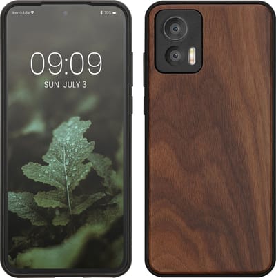 kwmobile telefoonhoesje geschikt voor Motorola Edge 30 Neo - Hoesje met bumper in donkerbruin - Backcover - hout