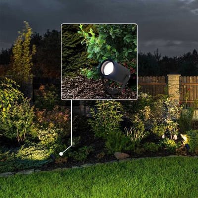 HOFTRONIC Set van 9 Spikey dimbare LED prikspots -  excl. GU10 - Wandspot - IP65 voor binnen en buiten - Grondspies - Zwart
