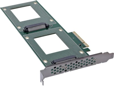 InLine® PCIe kaart naar 2x interne U.2 NVMe SFF-8639 - Bifurcatie, PCIe x8, smal