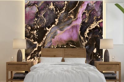 Behang - Fotobehang Marmer - Gold - Steen - Abstract - Breedte 220 cm x hoogte 220 cm