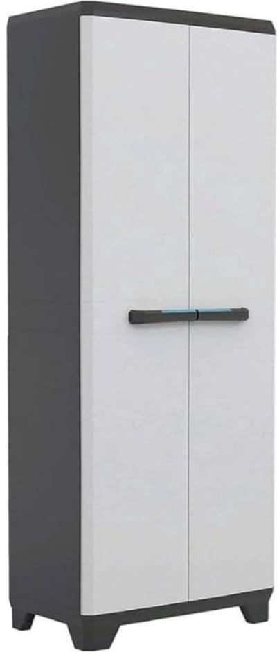 Thuys – Tuinhuisje kunststof – Met opbergplanken – Waterdicht – 39 x 68 x 173cm – Grijswit