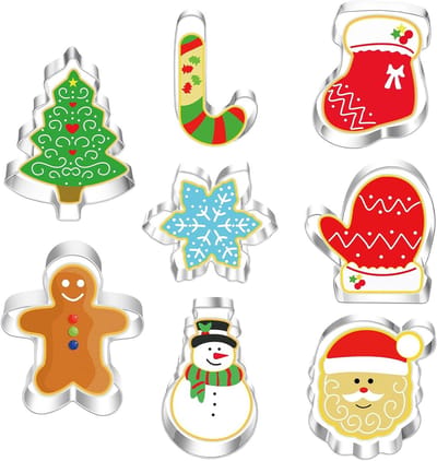 Grote Set van 8 Kerstkoekjesuitsteekvormen voor Bakken en Feestelijke Kerstgebakjes