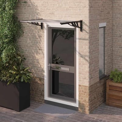 Deurluifel - Overkapping Entree - Bescherming Weer - Polycarbonaat Platen - 122 x 90 cm - Zwart Transparant