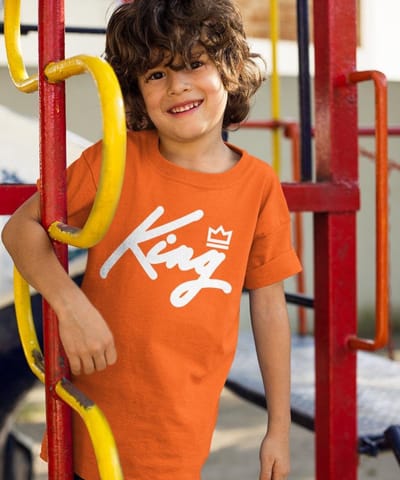 Oranje EK WK & Koningsdag T-Shirt Kind King White (1-2 jaar - MAAT 86/92) | Oranje kleding & shirts | WK Feestkleding