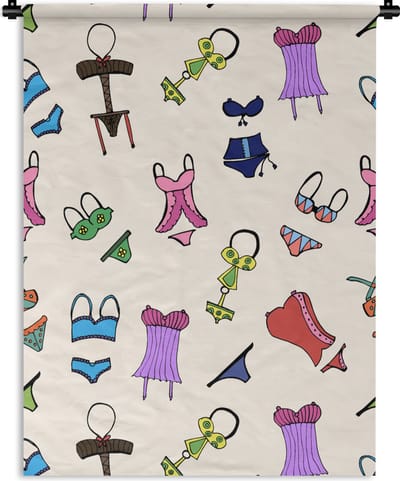 Wandkleed - Wanddoek - Lingerie - Ondergoed - Patroon - 90x120 cm - Wandtapijt