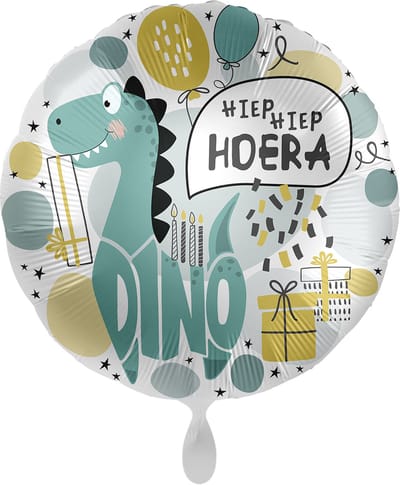 Folieballon - Hiep Hiep Hoera - Dino - 43cm
