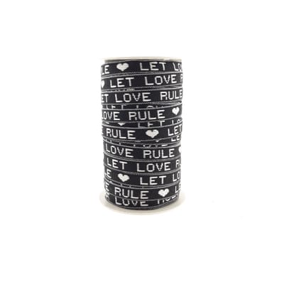 Armbandjes Lint - Festival lint - Let love rule - Lint zwart-wit - 25 meter