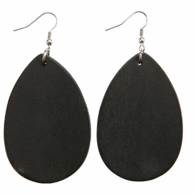 Zilveren oorhangers hout zwart zilverkleur - Charme Bijoux