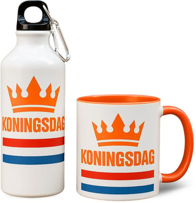 NietMokken.nl – Grappige Mok en Waterfles Set – Koningsdag Cadeau – Leuk Koningsdag Cadeautje – Oranje Mok en Bidon – Koffiemok met Tekst – 325ml Mok & 500ml Bidon – Origineel Koningsdag Kado – Koningsdag Cadeautjes voor Hem of Haar