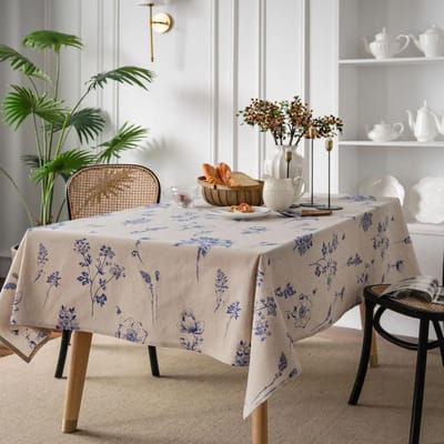Print Katoen Linnen Tafelkleed Rustieke Tuin Natuurlijk Botanisch Decoratief Tafelkleed Keuken Eetkamer Picknick Binnen Buiten Gebruik 60x60cm white