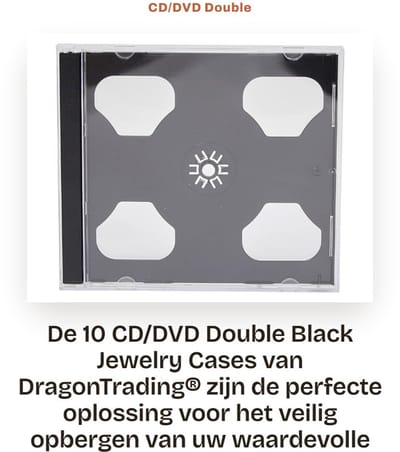 Dailygoods- Sieradenbox Professionele Kwaliteit - CD Hoesjes - CD Opbergmap - CD Opbergsysteem - Geschikt voor 2 Disc - Dubbele Zwarte Tray - Cd Hoes