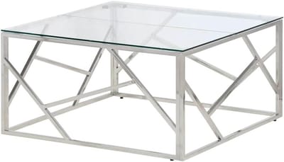 Salontafel - Bijzettafel Woonkamer - Meubels Plaatsen - Vuilafstotend Oppervlak - 80 x 80 x 40 cm - Zilver Glas