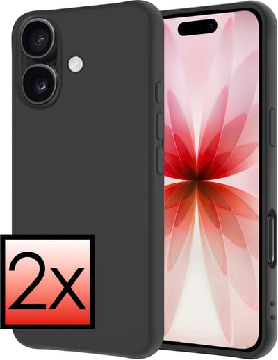 Hoesje - 2 Stuks - Geschikt voor Apple iPhone 17 - Sterk & Shockproof - Case Siliconen - Back Cover - Telefoon Hoes - Zwart