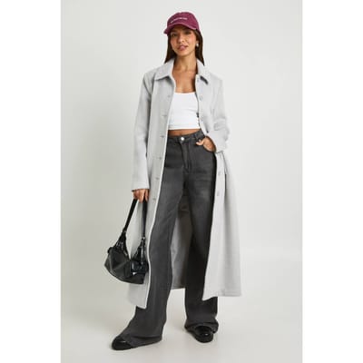 boohoo Dames Textuurmix wollen jas | Light Grey | Maat: 10