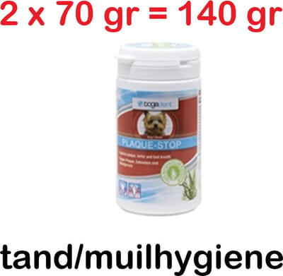 **2 X** Bogadent Plaque-stop voor honden en katten - 70 gr met geselecteerde zee-algen - 100% naturel - Ondersteund de mond/tandhygiene van Uw hond en kat + gezond tandvlees en frisse adem