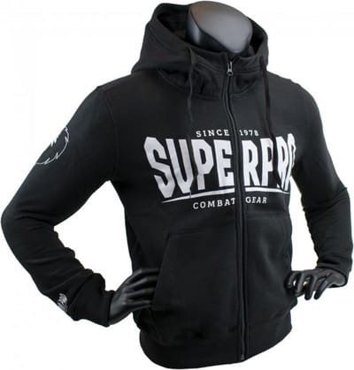 Super Pro Hoody met Rits S.P. Logo Zwart/Wit Small