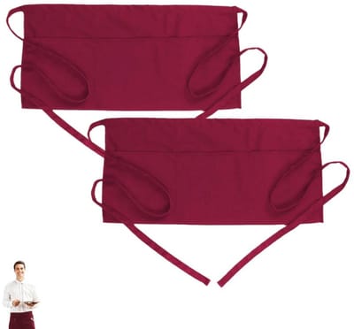 20 stuks - Taille-schort - gesponnen polyester half schort - kort schort - voor restaurantpersoneel, barmannen en gastvrouwen - Bordeauxrood - 60×29cm