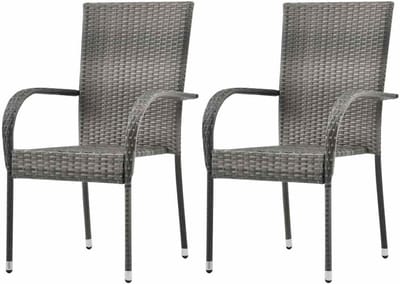 Tuinstoelen Set - Buitenstoelen - Genieten Buiten - Stapelbaar Ontwerp - 55.5 x 53.5 x 95 cm - Grijs