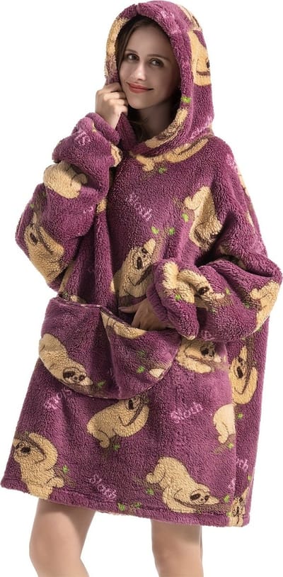Bovista Hoodie Deken Met Mouwen - Plaid - Knuffeldeken - Onesie - Fleece Blanket - Dames - Heren - Kinderen - Extra Zacht & Warm - Luiaard